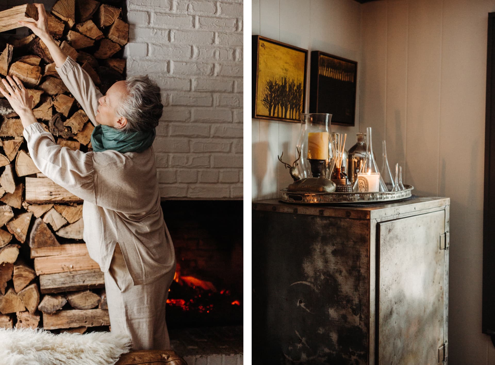 Laura Silverman tends to her cabin