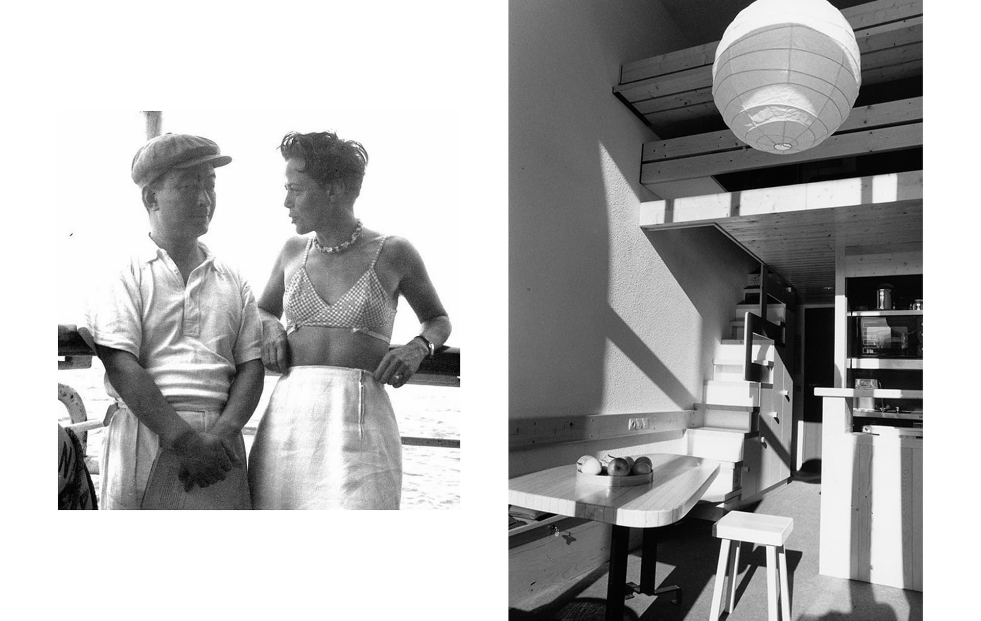 Two black and white images.